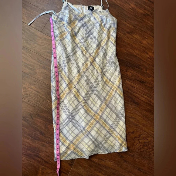 W by Worth Pearl sequin gray and yellow plaid mistress-Size 4 - Picture 10 of 11